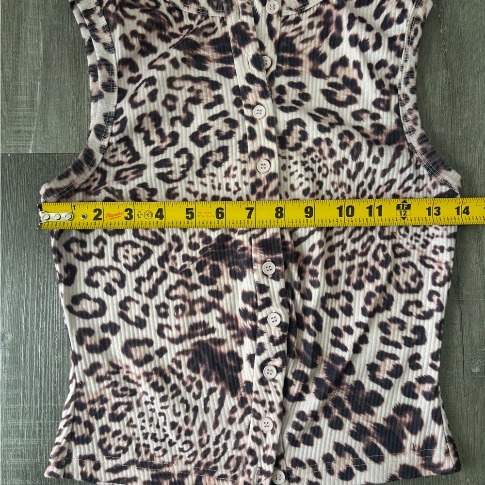 Peppermayo Leopard Print Ribbed Button-Front Top - Picture 6 of 6